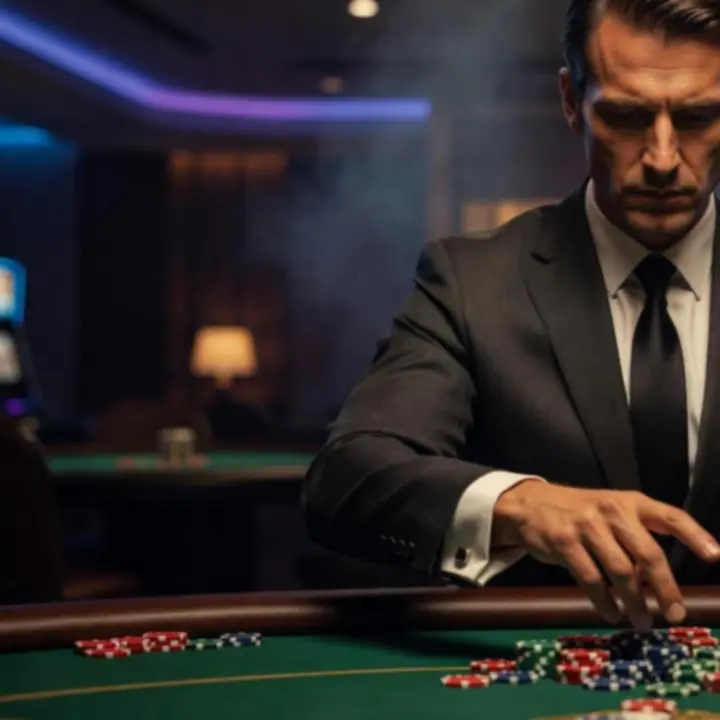 Professzionális póker dealer kártyákat oszt akció közben.