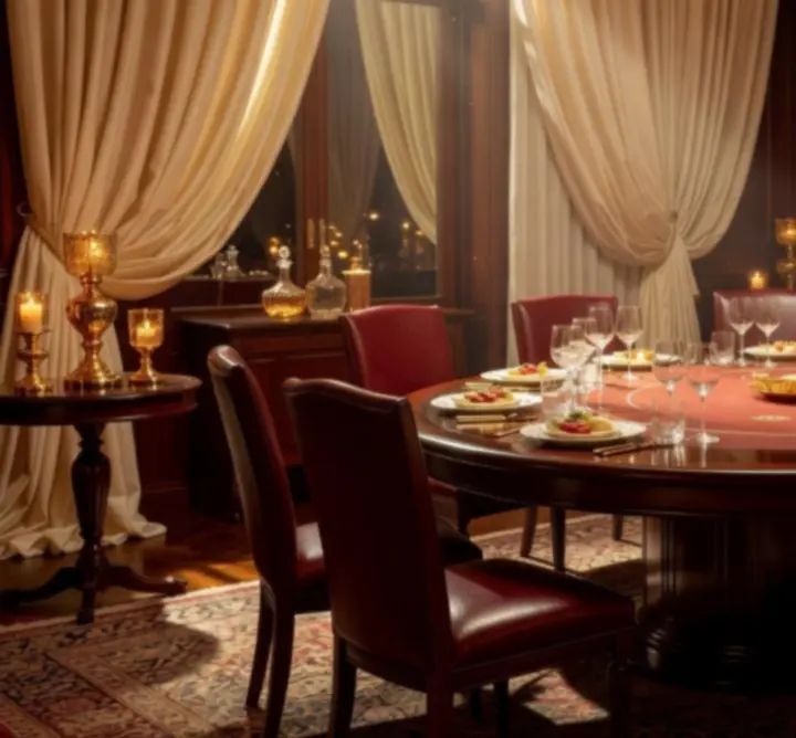 Fényűzően berendezett privát VIP terem elegáns megvilágítással.