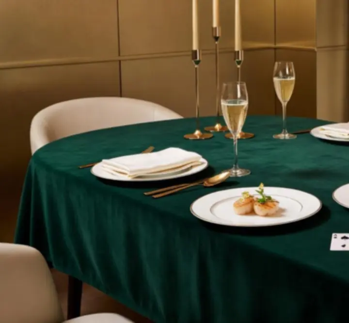 Cinematikus hangulatú VIP lounge finom fényekkel és előkészített asztalokkal.